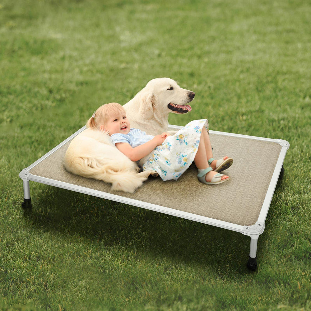 Veehoo Textilene mesh breathable sleep surface for cooling comfort.