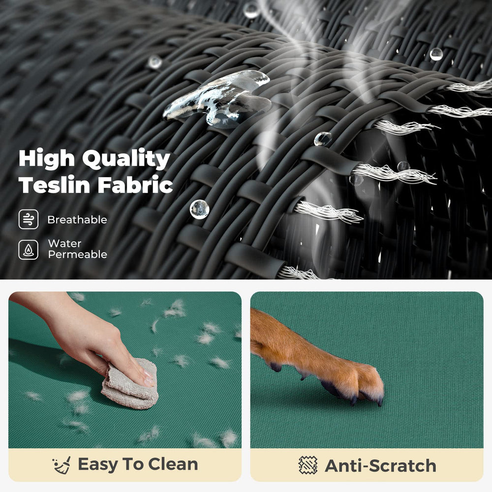 Veehoo breathable Textilene mesh allows water drainage to prevent puddles.