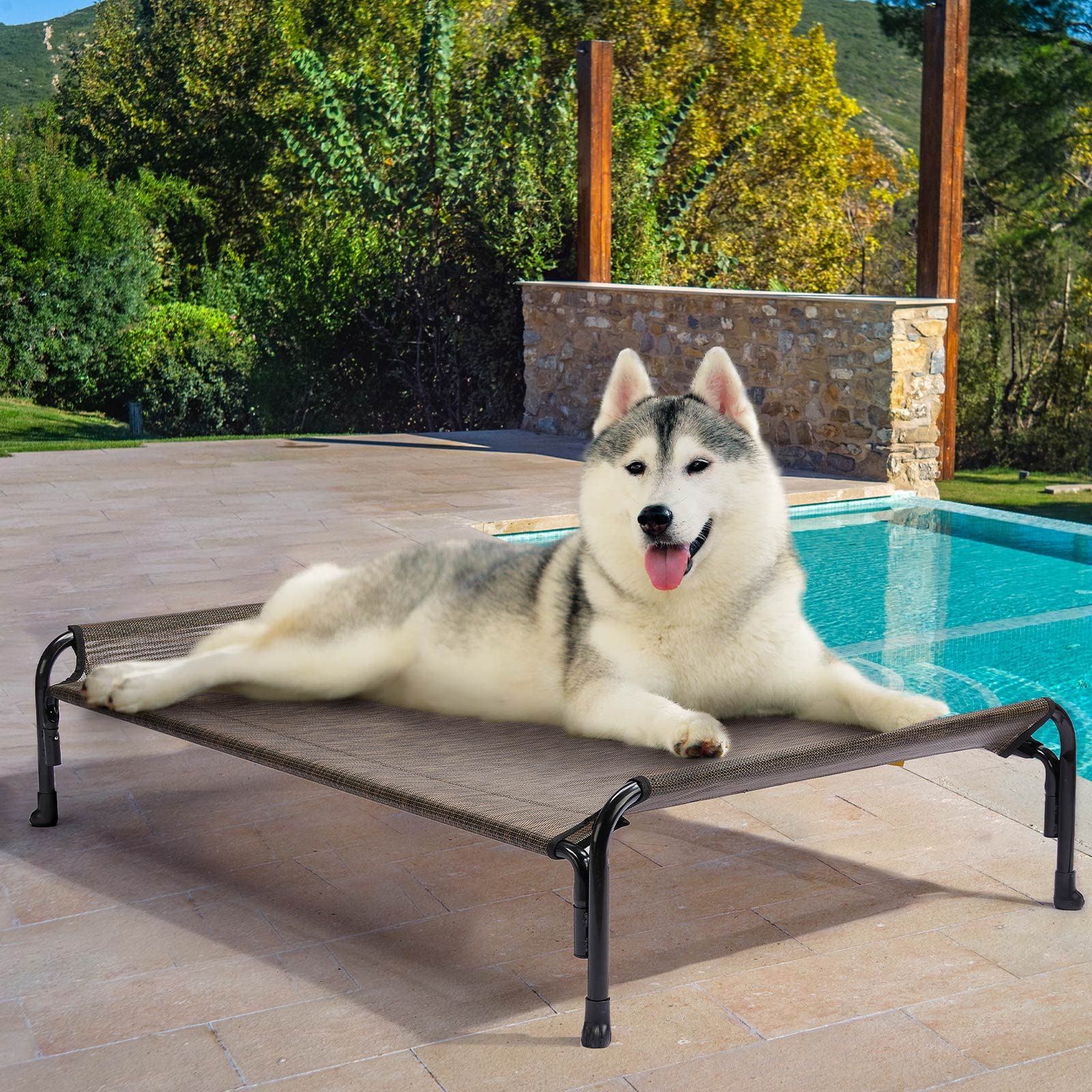 Veehoo XL Outdoor Elevated Dog Bed suitable for large breeds up to 130 lbs