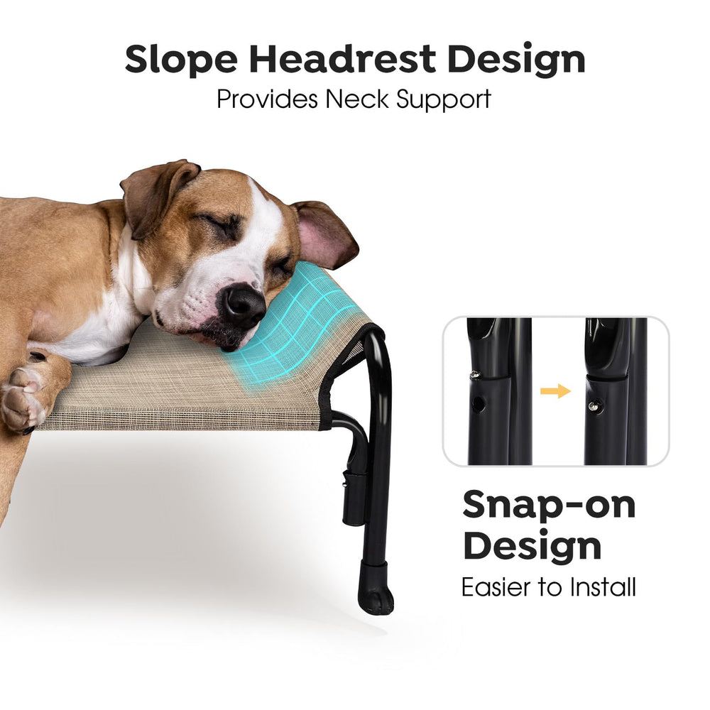 Veehoo XXL dog bed illustrating slope headrest for neck support during rest