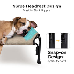 Veehoo XXL dog bed illustrating slope headrest for neck support during rest