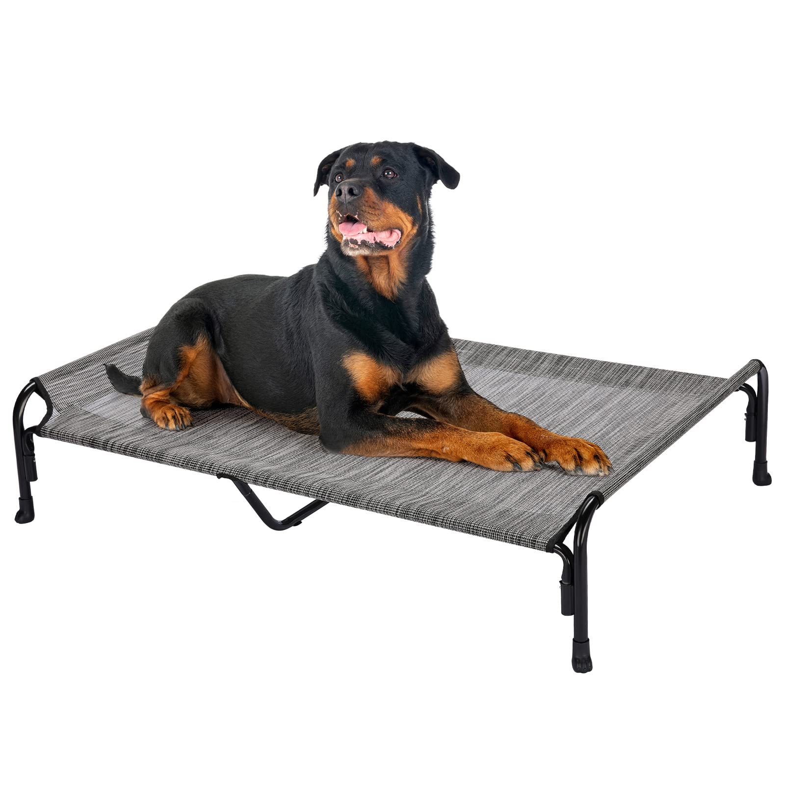 Veehoo XXL Outdoor Elevated Dog Bed frame: durable powder-coated steel for outdoors.