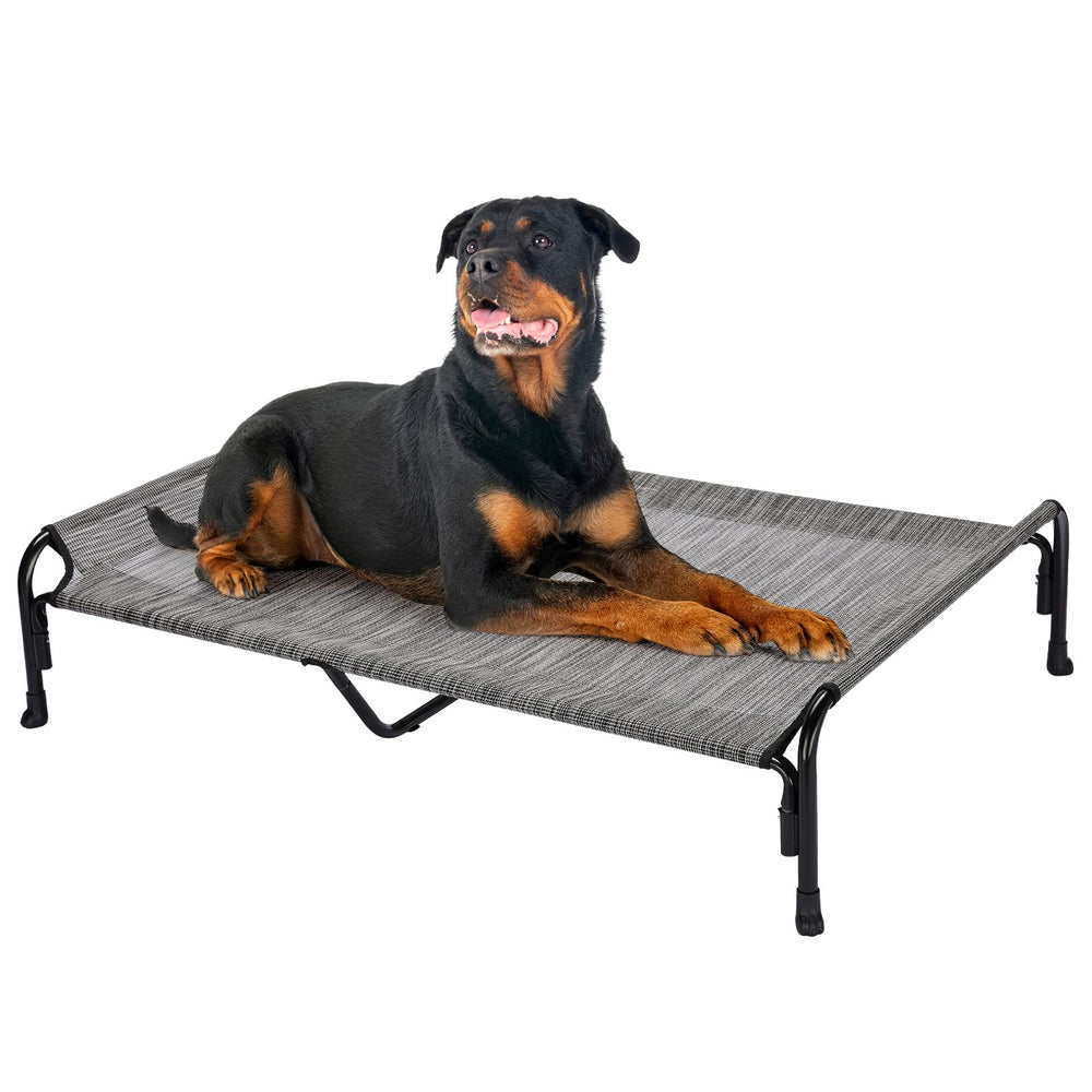 Veehoo XXL Outdoor Elevated Dog Bed frame: durable powder-coated steel for outdoors.