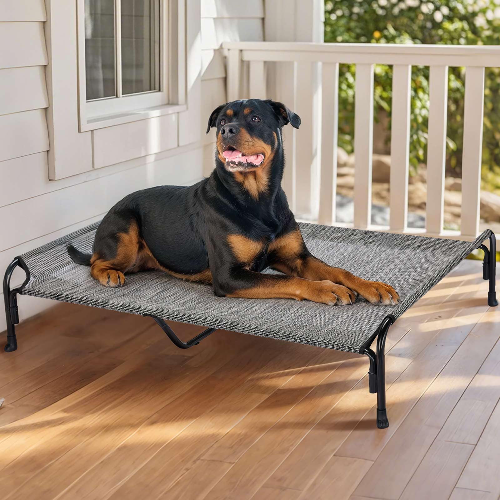 Veehoo XXL Outdoor Elevated Dog Bed portable design for camping and travel.