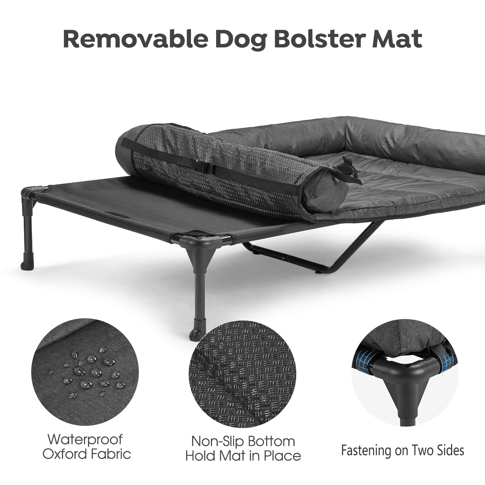 Veehoo non-slip feet keep the bed stable on slick floors