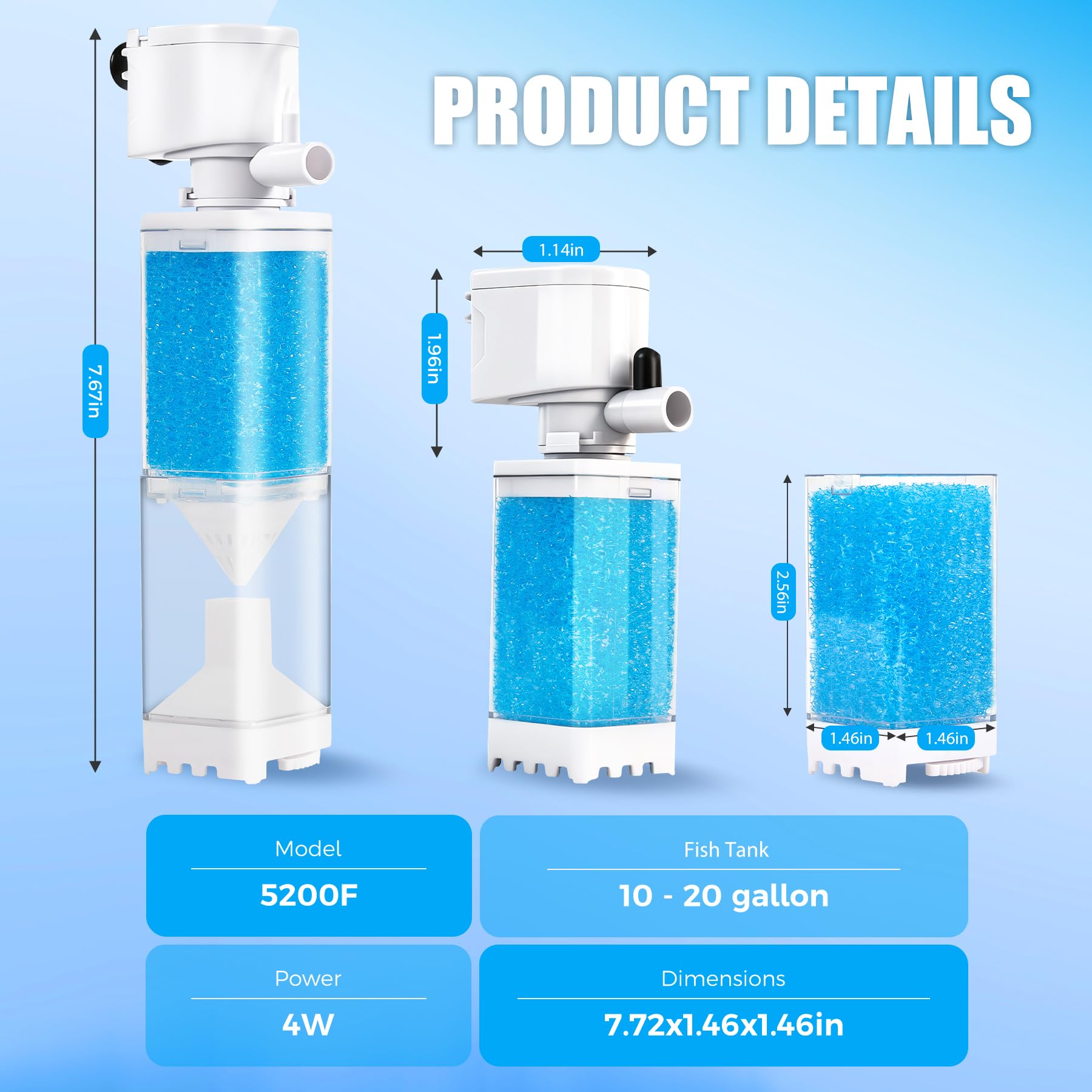 Vehipa Aquarium Filter 10-20 Gallon Use fits standard tanks for reliable filtration.