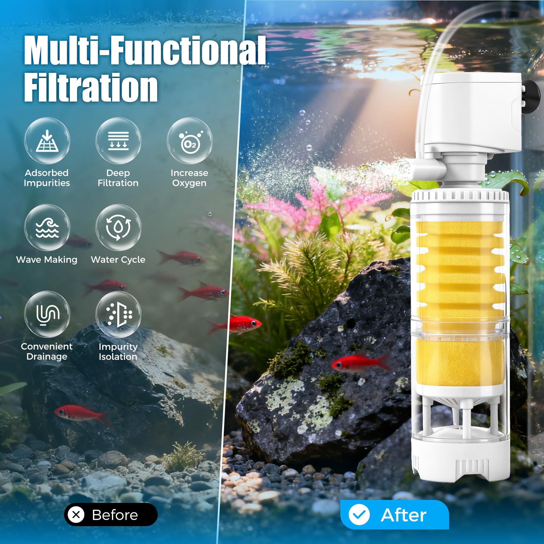 Vehipa filter-media-close-up shows multi-stage filtration and media color changes.