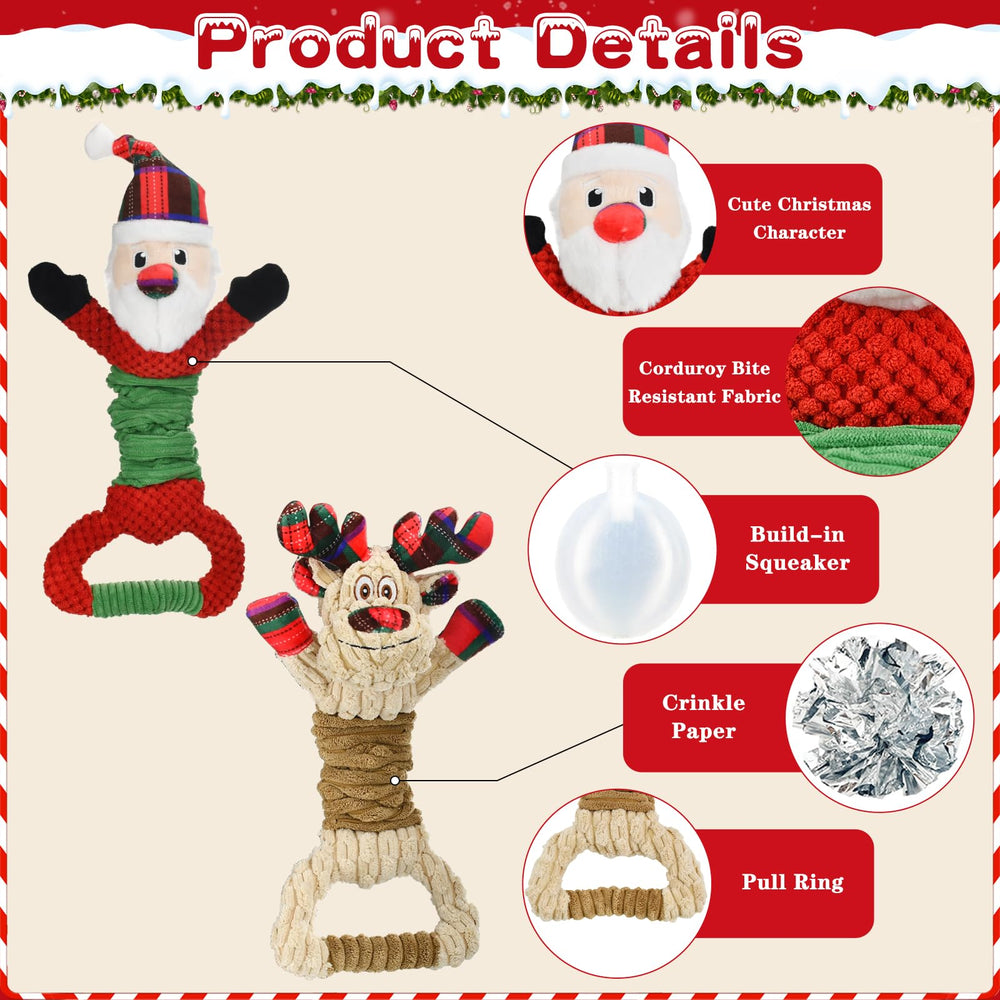 Vehomy Christmas dog toy two-pack ready for dogs of all sizes