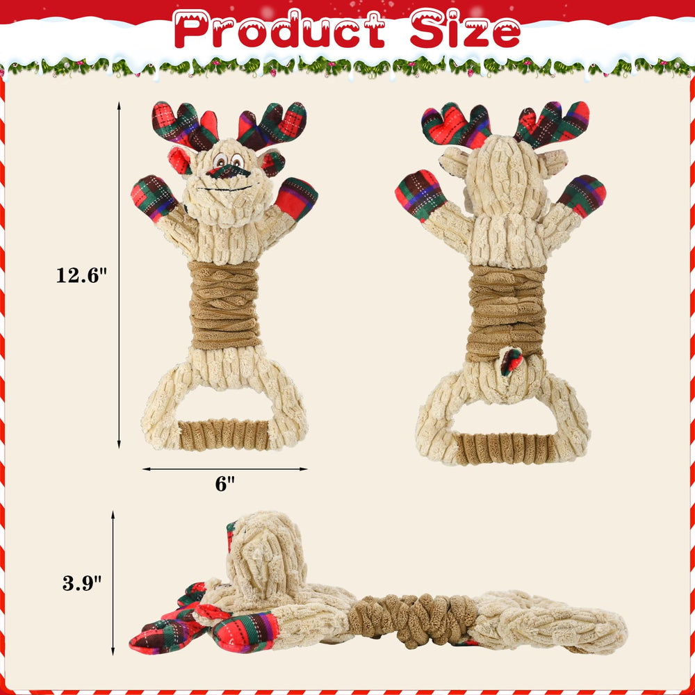 Vehomy Christmas Elk dog toy suited for tug of war and interactive games.