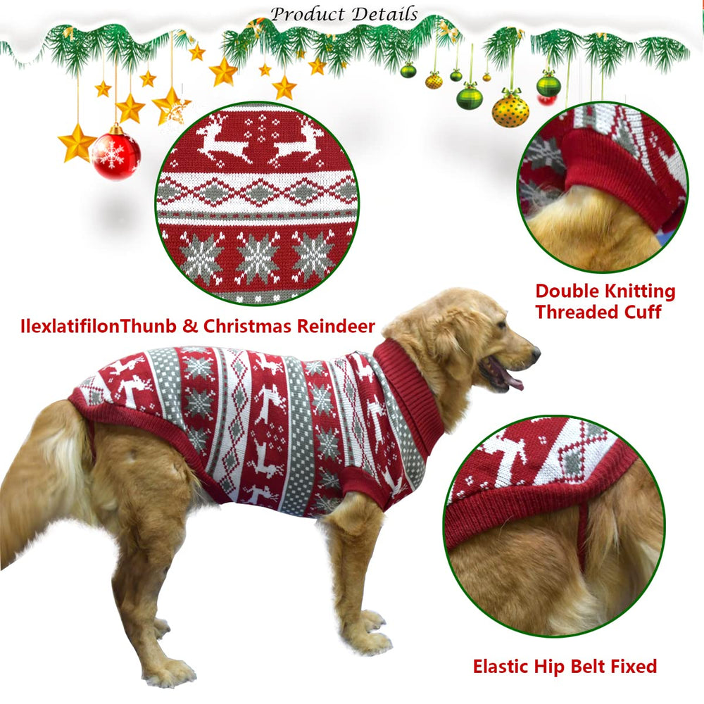 Vehomy dog Christmas sweater leash hole detail enables safe leash attachment during walks.