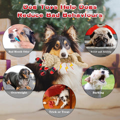 Vehomy durable corduroy dog toy helps teeth cleaning during chews.