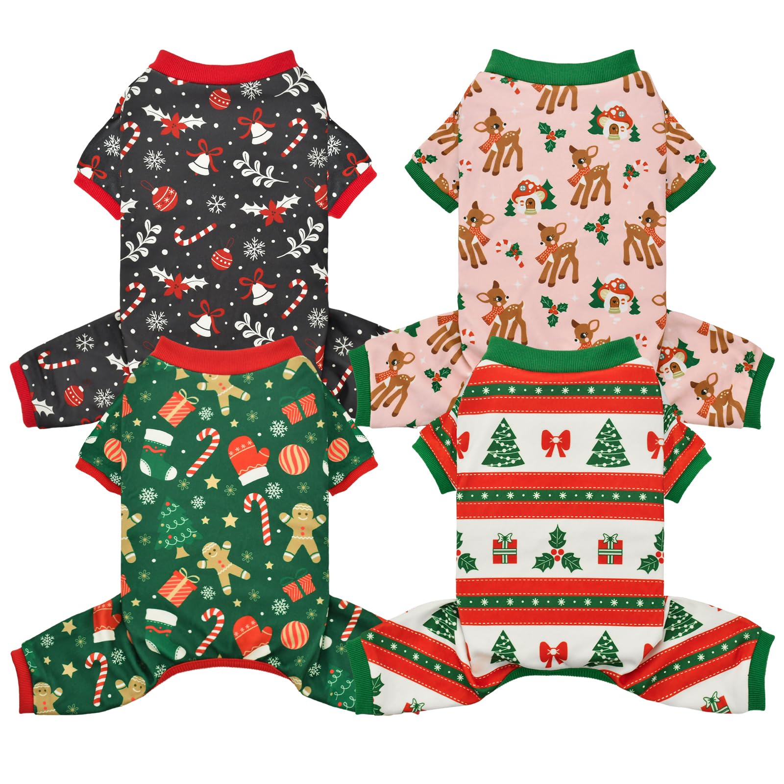 Vehomy four-pack Christmas dog pajamas warm fleece for cozy winter wear