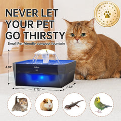Veken 50oz capacity tank highlights long-lasting hydration between refills for small pets.