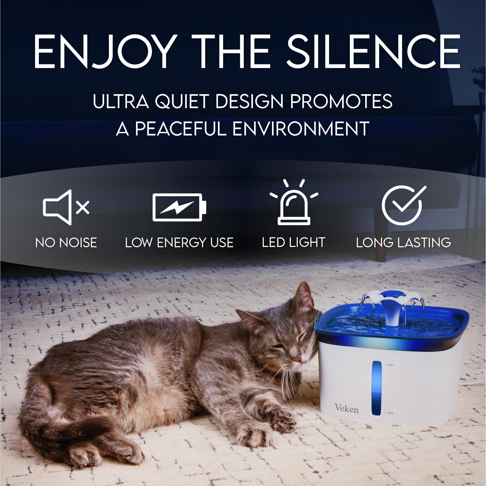 Veken 95oz capacity serves multiple pets between refills.