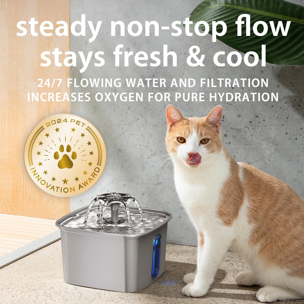 Veken cat water fountain 304 stainless steel construction offers durable, BPA-free water contact