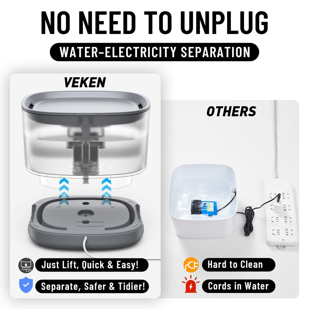 Veken fountain demonstrates quiet operation for a peaceful home environment.