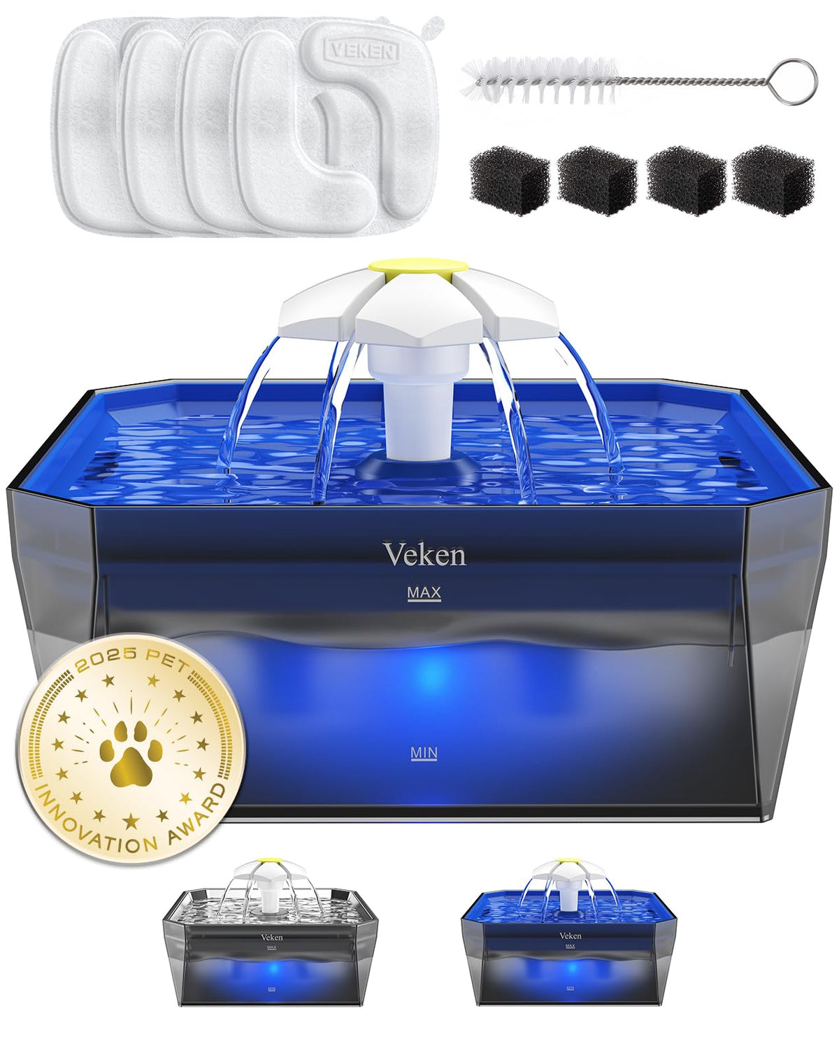 Veken cat water fountain quiet pump promotes calm hydration for cats.