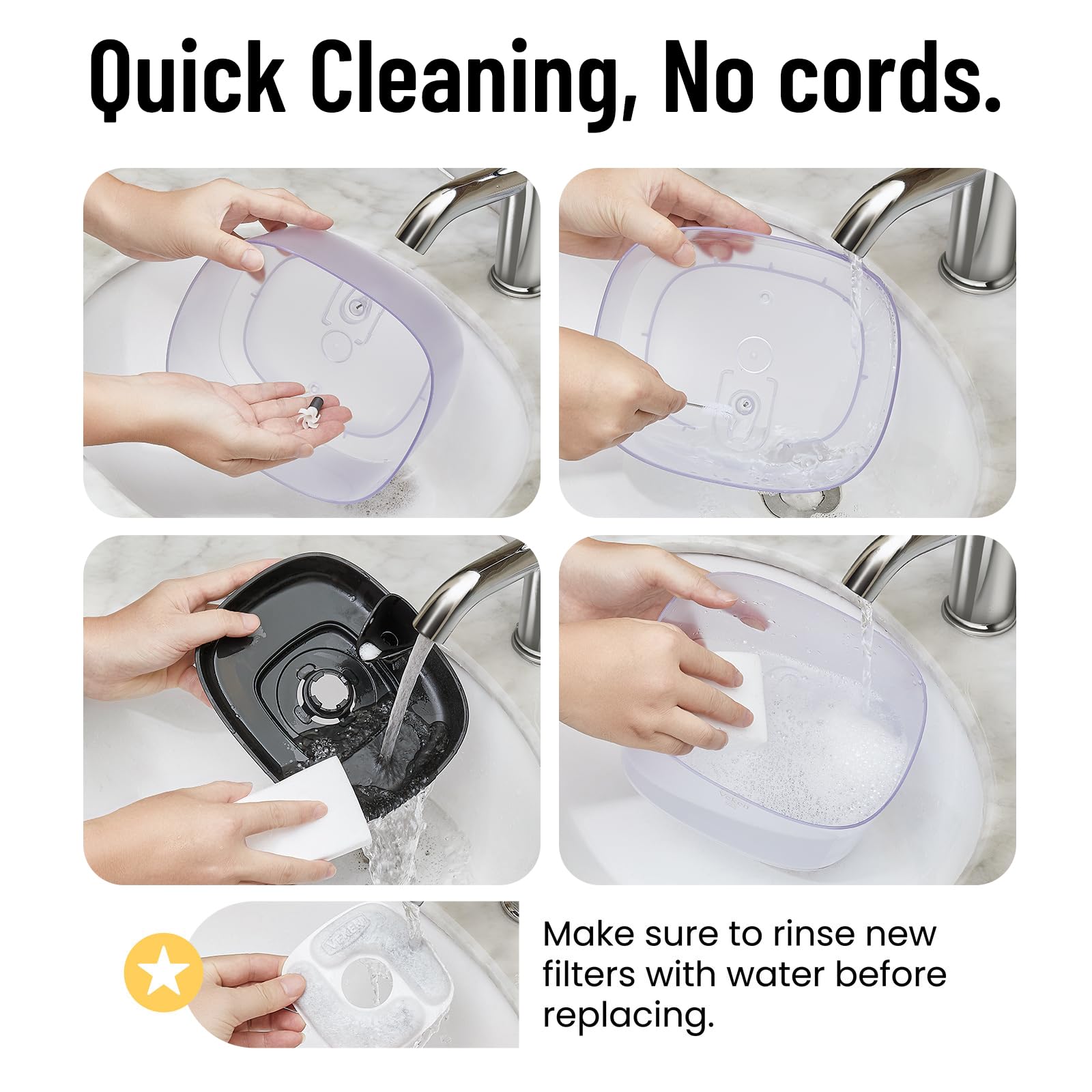 Veken cat water fountain replaceable impeller for simple maintenance