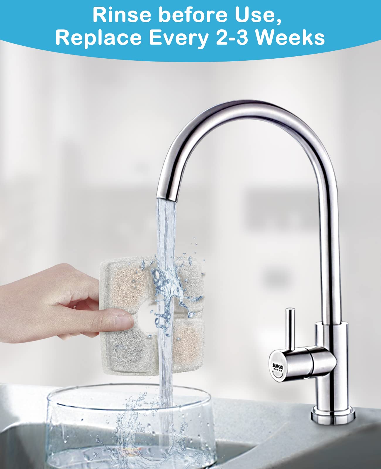 Veken fountain dispensing at pet height for easy access to water.