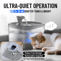 Veken cat water fountain LED light provides soft night visibility.