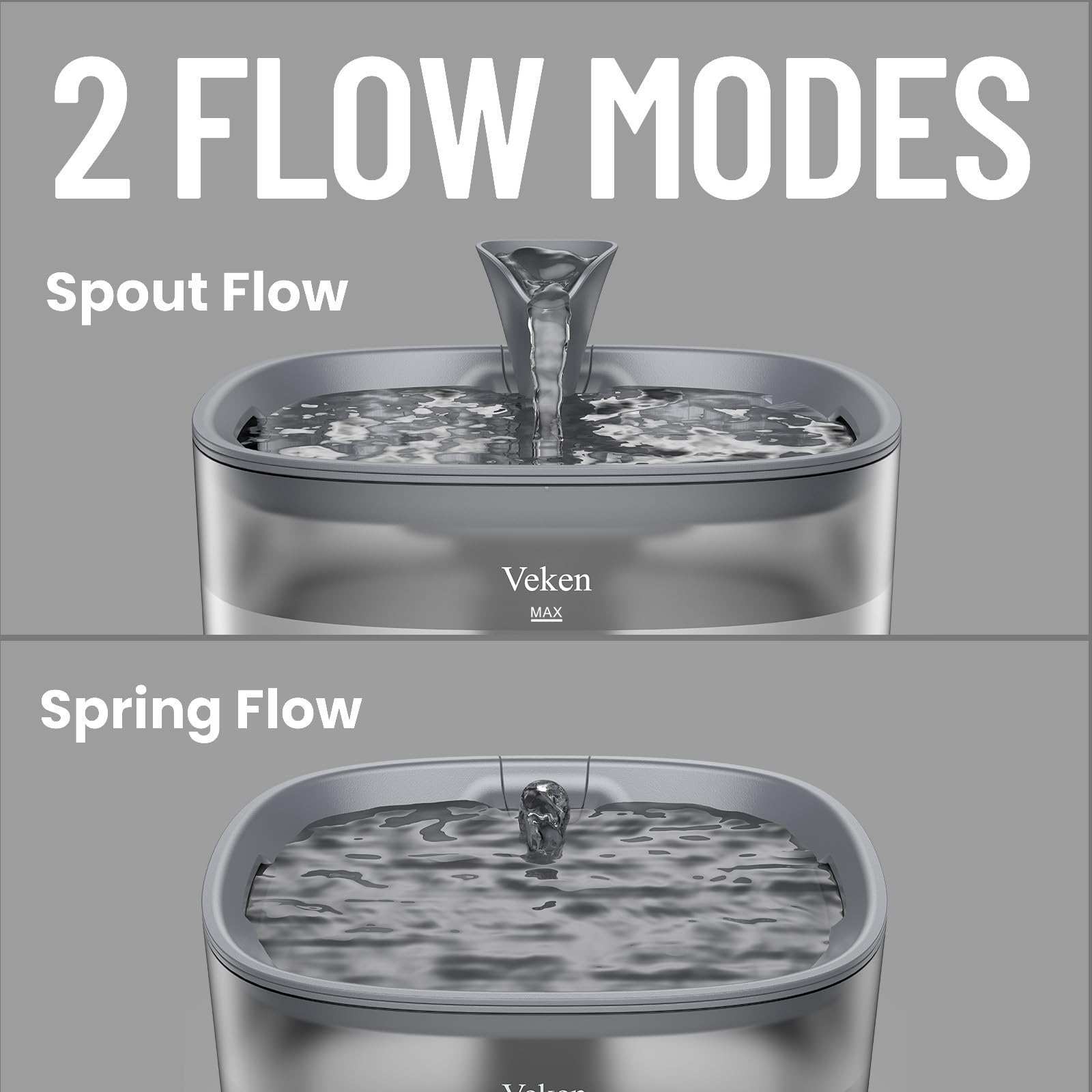 Veken fountain offers customizable flow to suit a pet's preference.