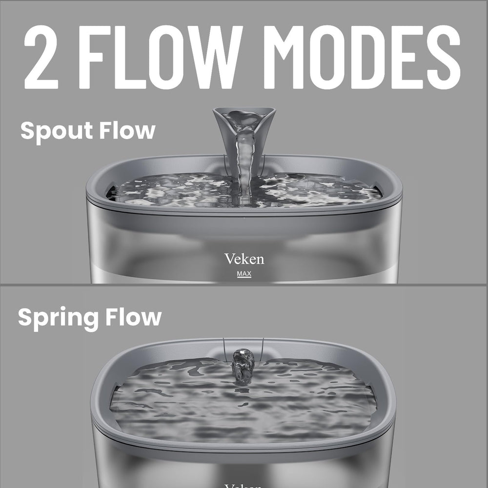 Veken fountain offers customizable flow to suit a pet's preference.