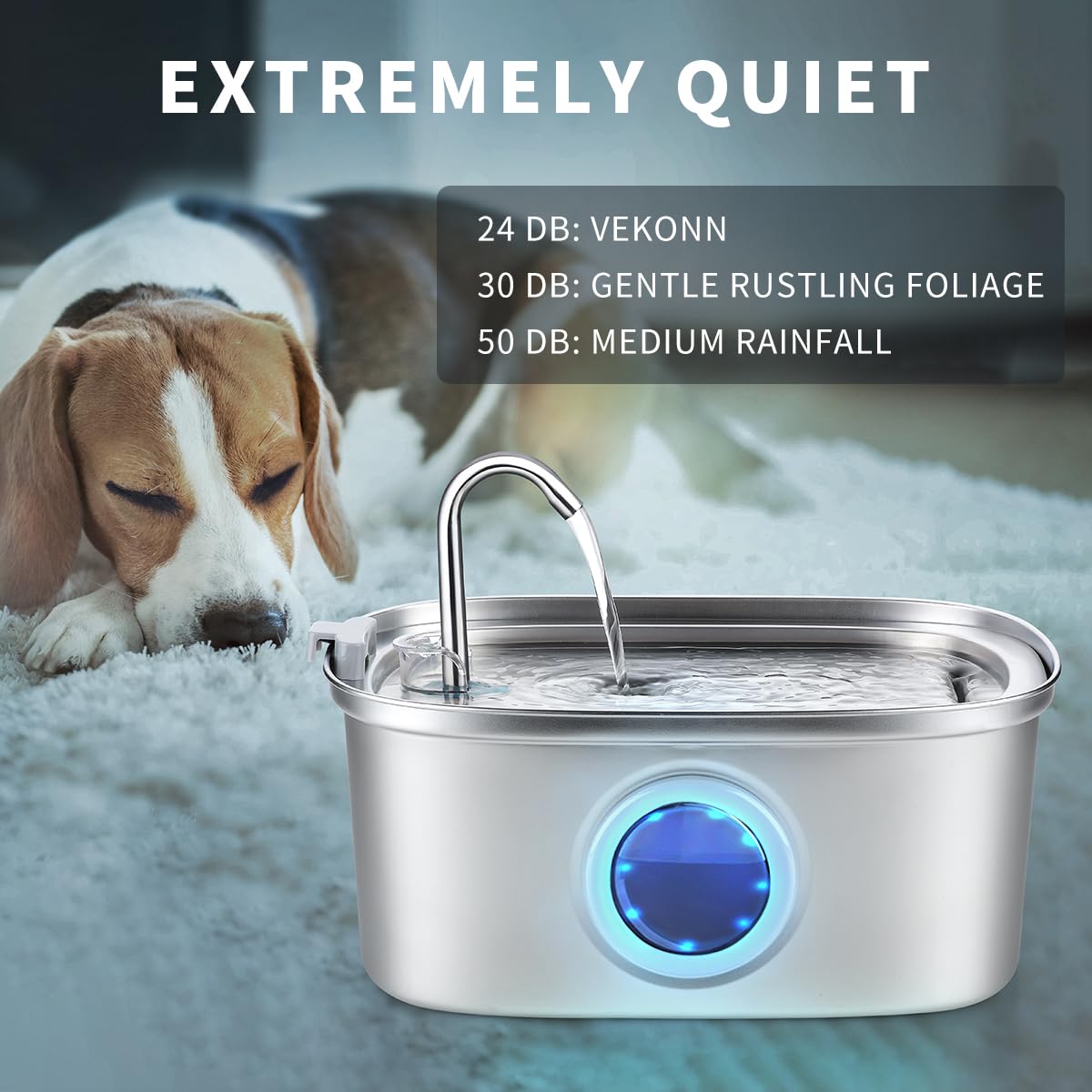 Vekonn Cat Water Fountain BPA-free and resin-sealed for durability.
