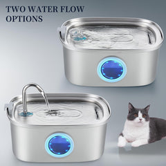 Vekonn Cat Water Fountain shows dishwasher-safe stainless steel components.