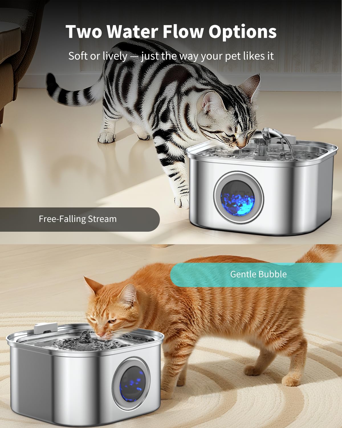 Vekonn cat water fountain 108oz capacity supports multi-pet households.