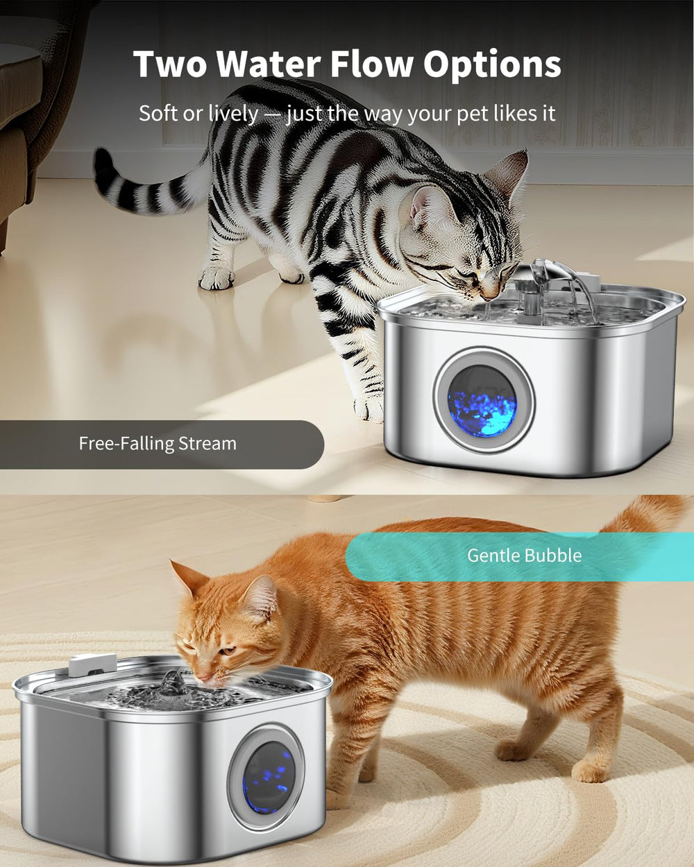 Vekonn cat water fountain 108oz capacity supports multi-pet households.