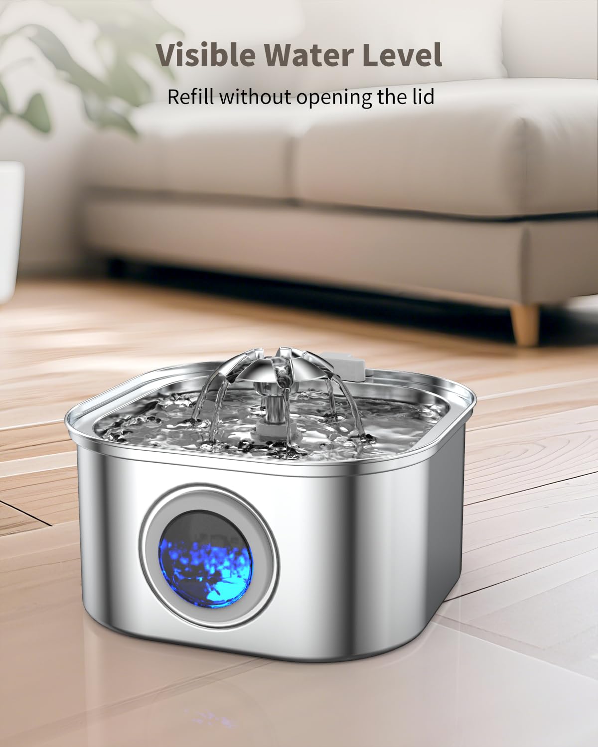 Vekonn cat water fountain filtration system removes odors and debris.