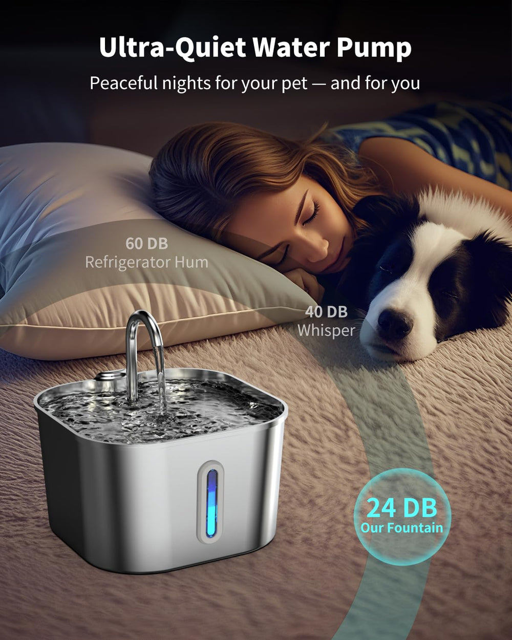 Vekonn multi-layer filtration cleans water by catching hair and debris.