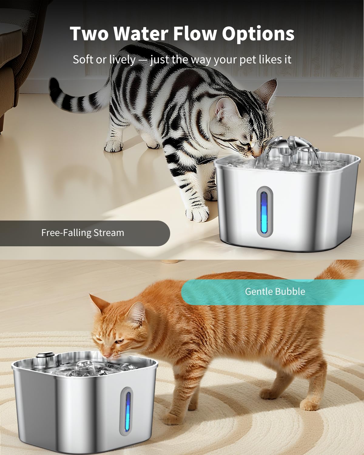 Vekonn cat water fountain 2.2L capacity suits multi-pet households well.