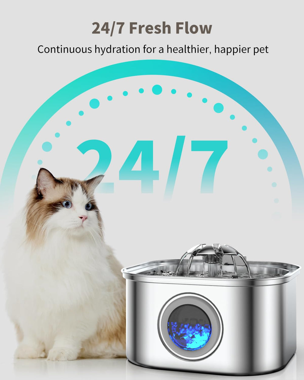 Vekonn cat water fountain detachable flower spout attracts pets to drink.