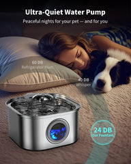 Vekonn cat water fountain quiet pump keeps noise under 30dB.