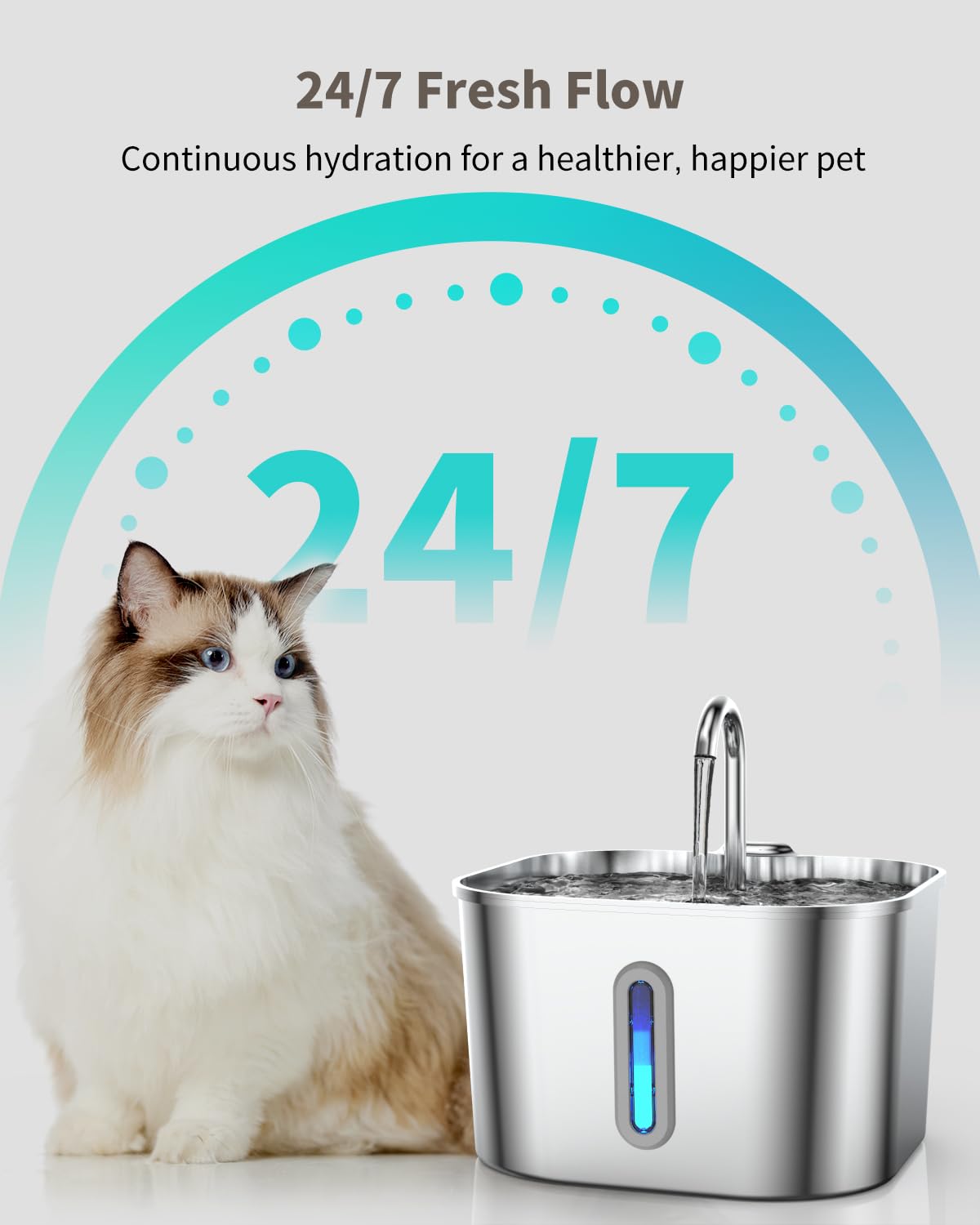 Vekonn Cat Water Fountain with removable spout demonstrates flowing water option for thirsty cats