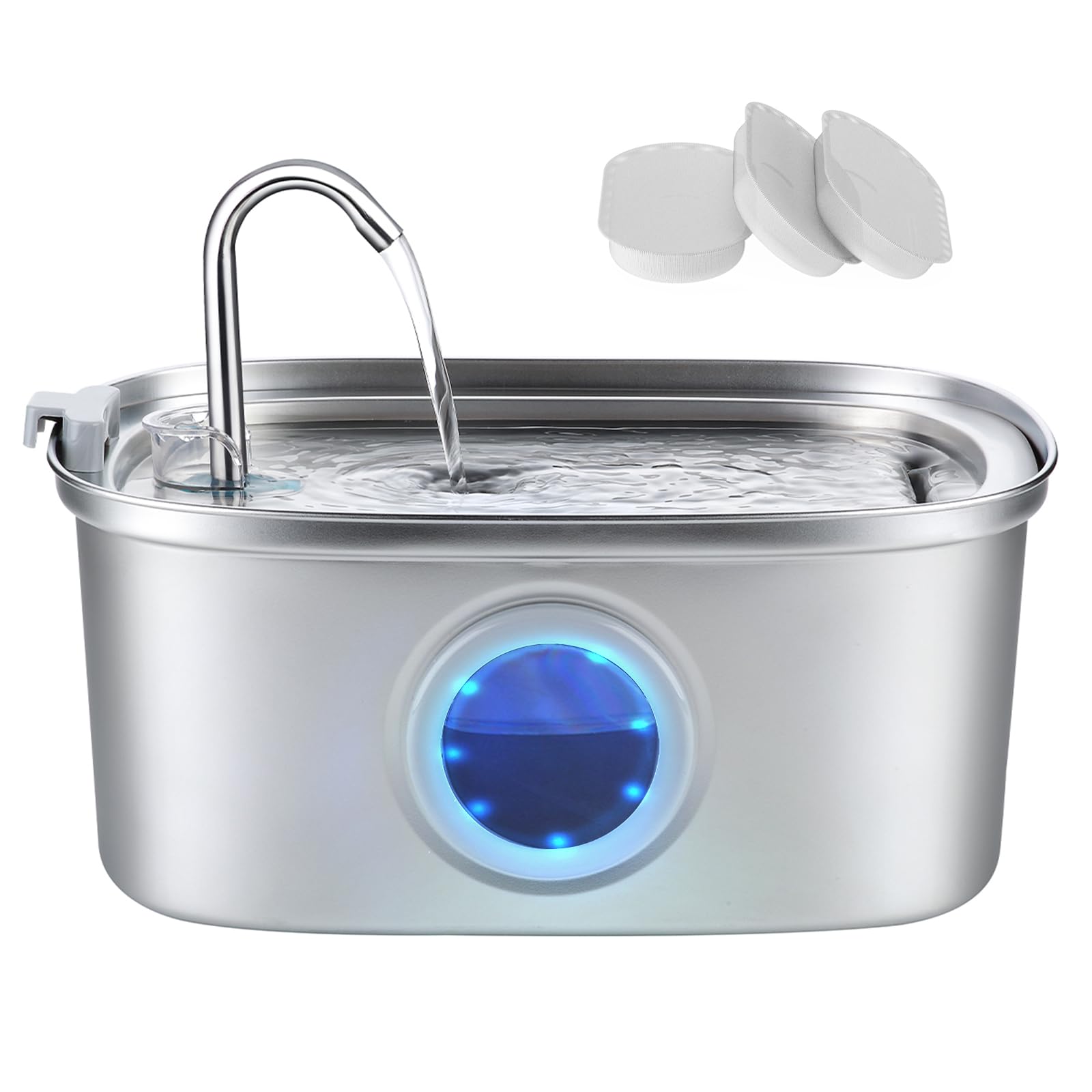 Vekonn Cat Water Fountain stainless steel 108oz reservoir keeps pets hydrated longer.