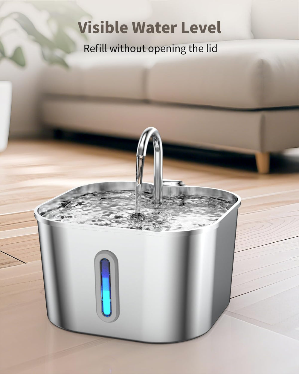 Vekonn fountain transparent window lets you monitor water levels at a glance.