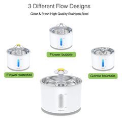 Vekonn fountain includes four filters and four sponges for cleaner-tasting water.