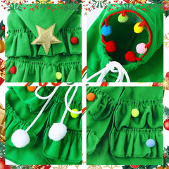 Vellibring pet costume tree design with gold stars enhances holiday charm in photos