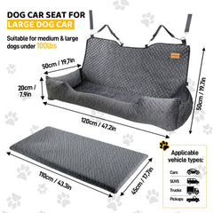 Velupet Zoom back-seat booster protects the car seat from scratches and dirt.