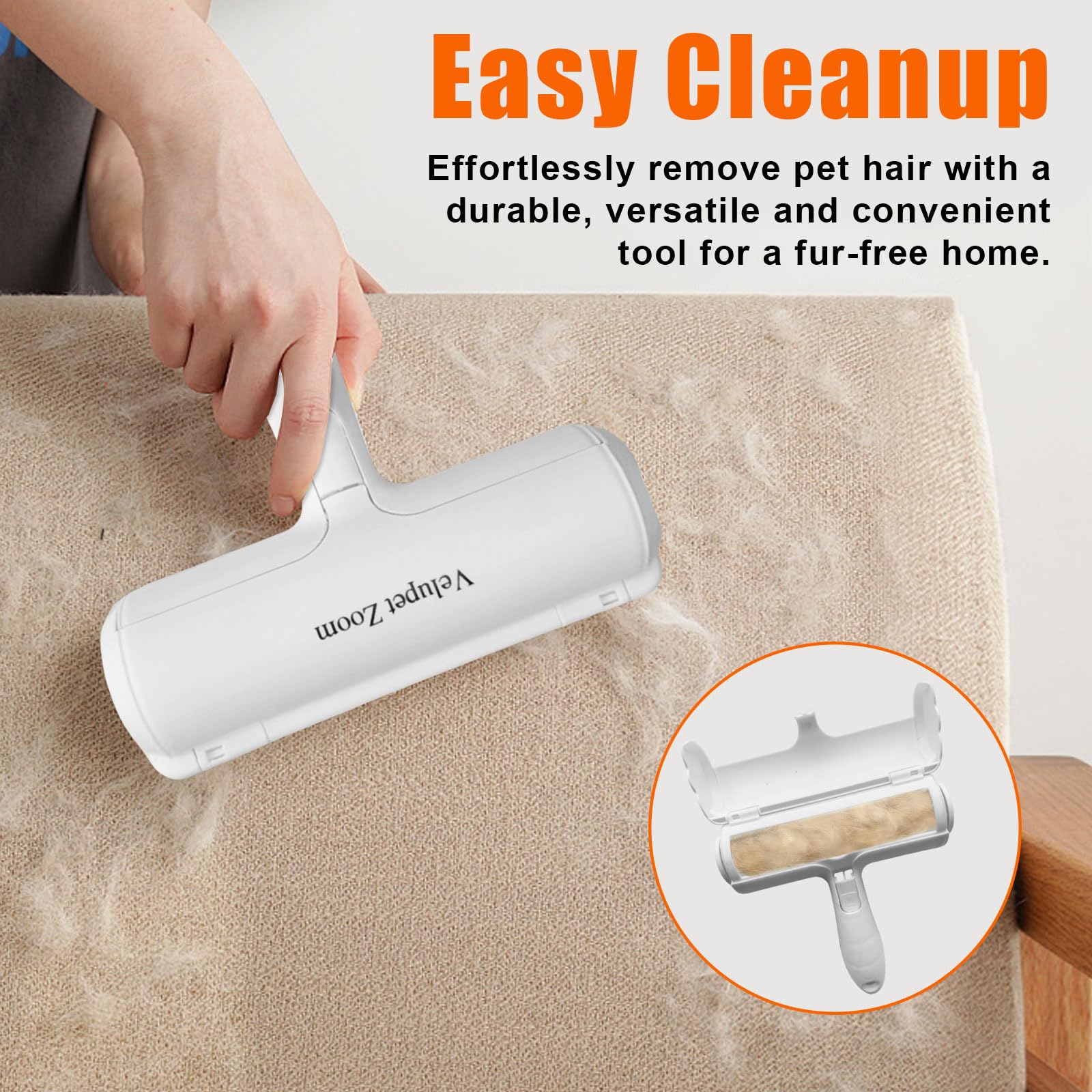 Velupet Zoom removable dustbin release button for quick, mess-free disposal