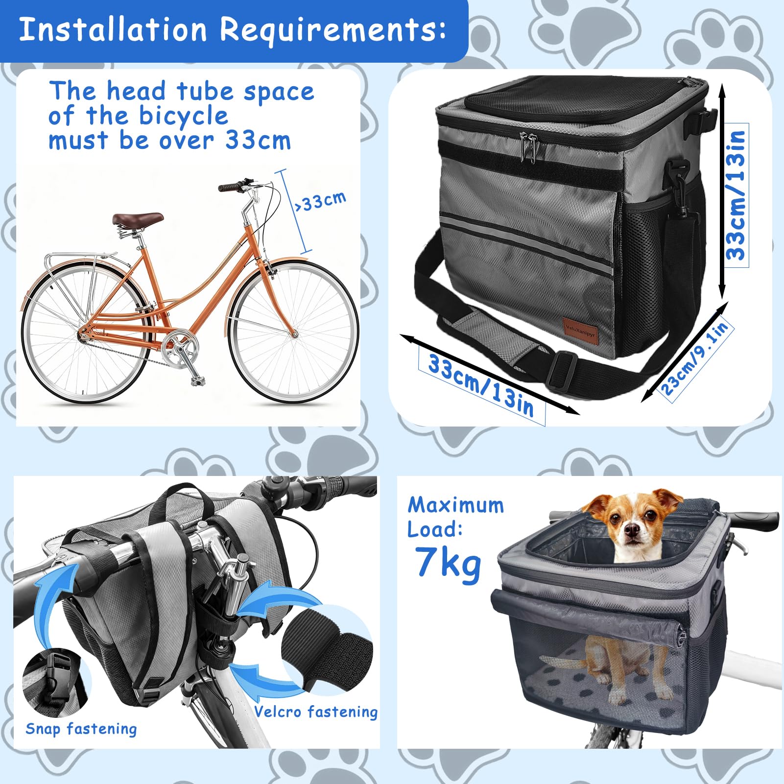 VeluXanipyr dog bike carrier hard-shell stays sturdy during rides.