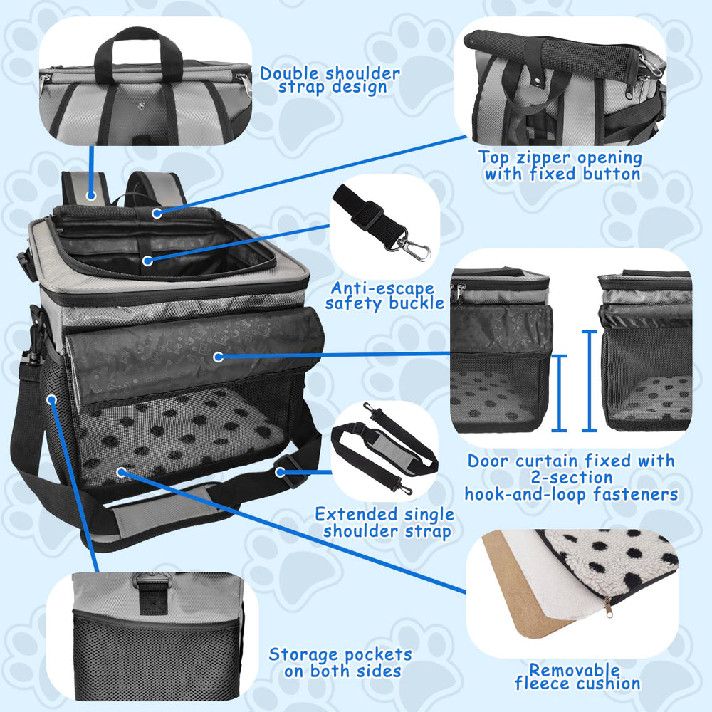 VeluXanipyr pet car seat with extended strap enables versatile mounting options.