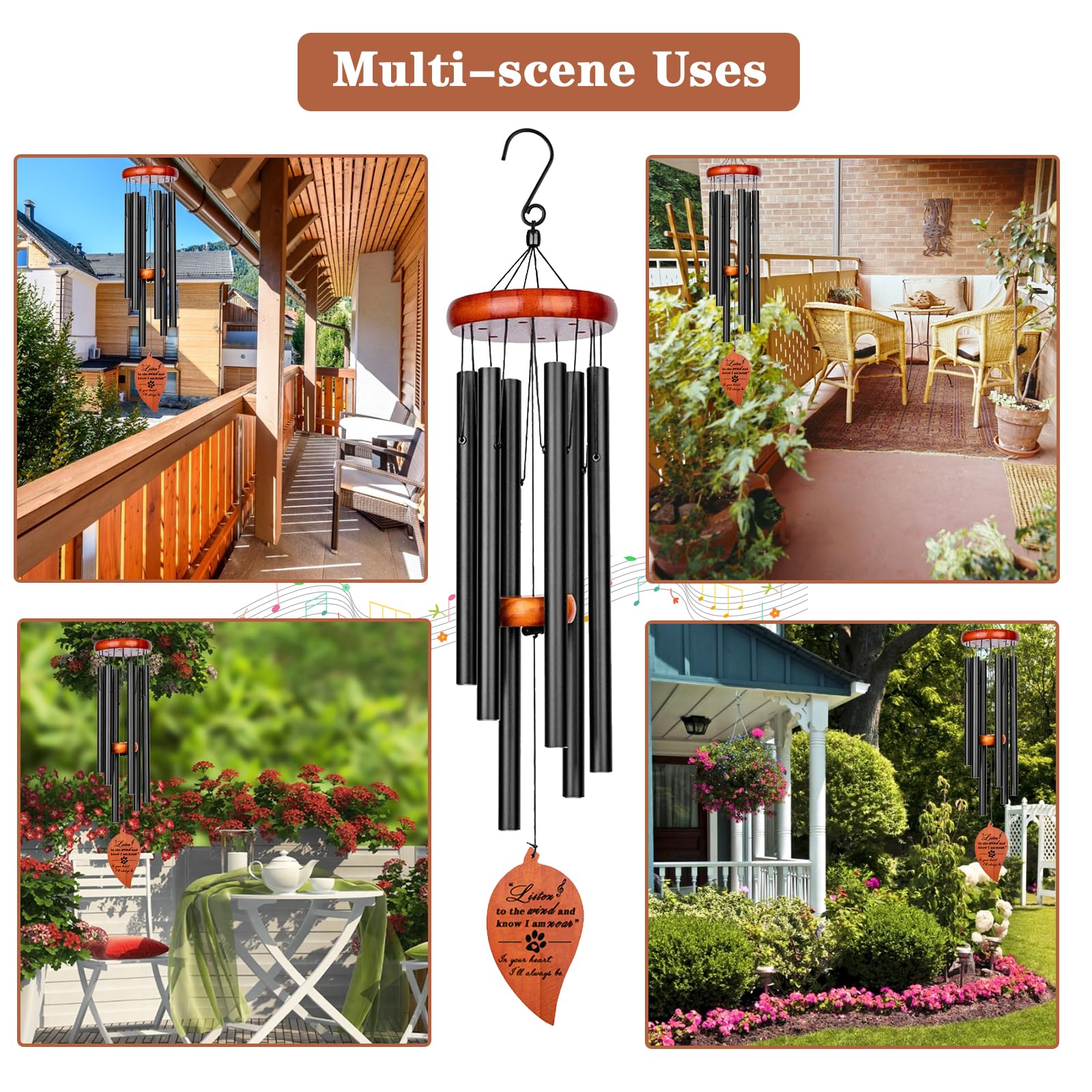 VENBEEL porch or garden hanging wind chime creates outdoor ambiance