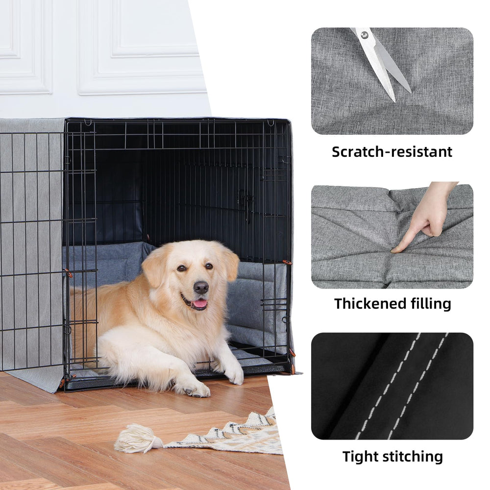 VERABE Calming 3-Piece Crate Cover Set bumper pad blocks hard bars and cushions the crate interior.