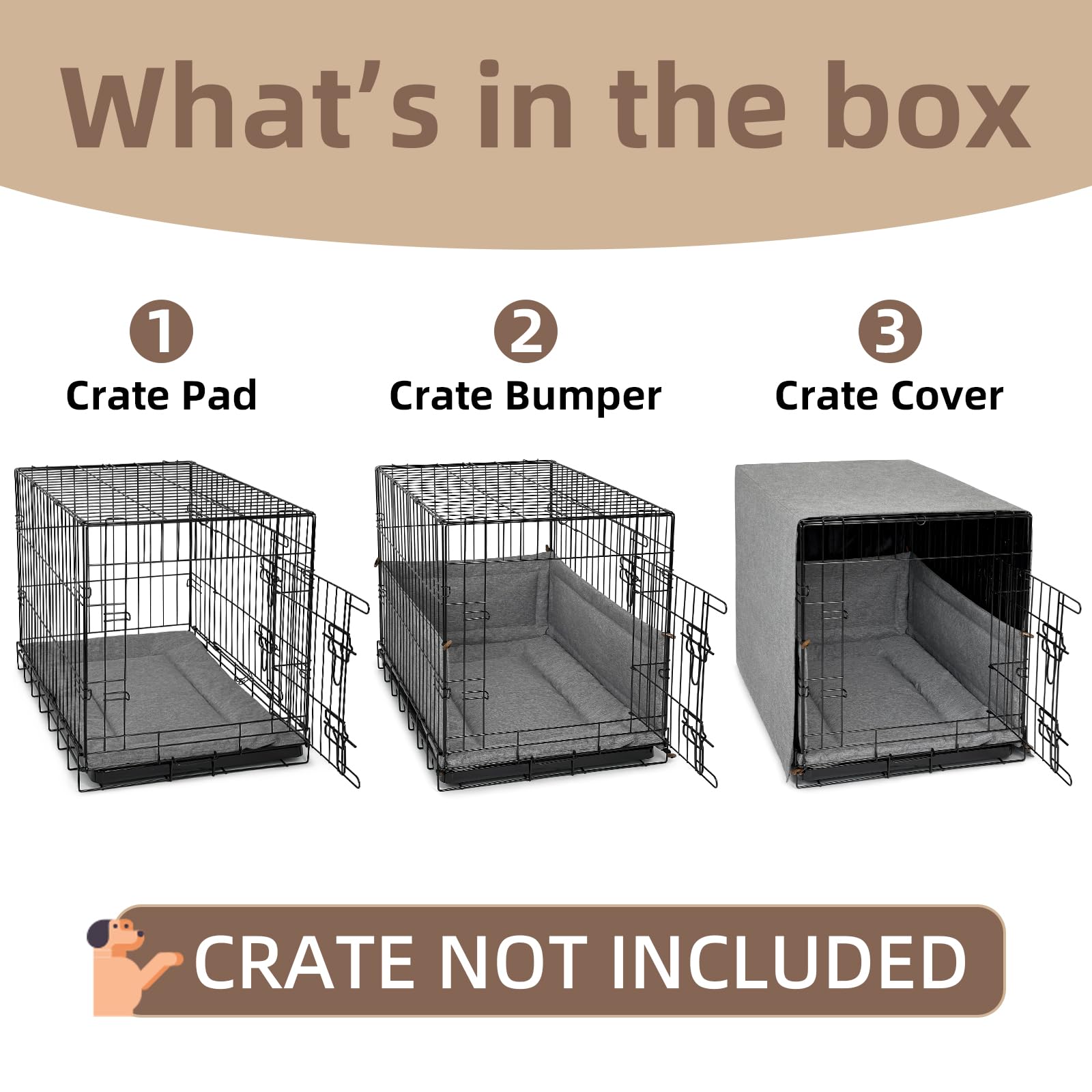 VERABE Calming 3-Piece Crate Cover Set inside crate promotes secure space and calmer vibes.
