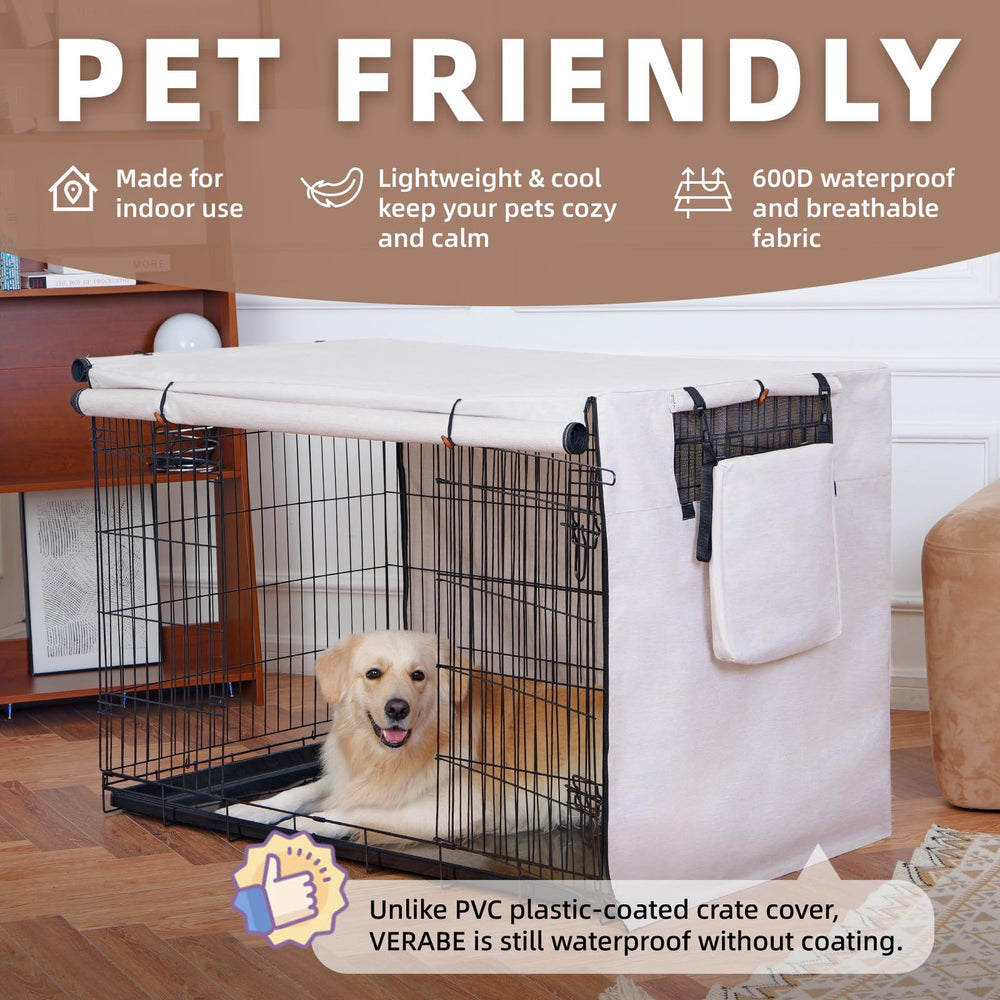 VERABE chew-resistant crate cover strengthens security against clawing while keeping pet comfortable