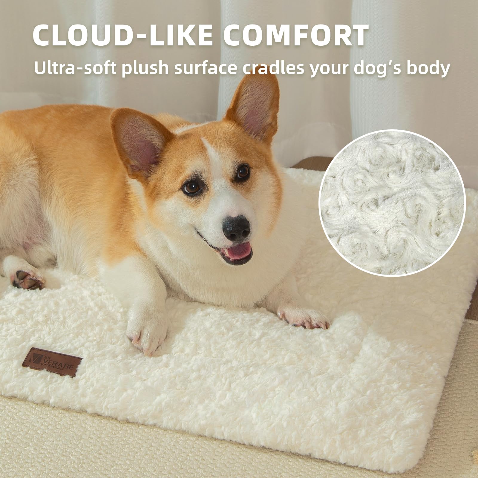 VERABE Fluffy Reversible Dog Bed Mat crate-fit design offers secure comfort in crates.