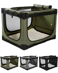 Veraste 33-inch collapsible travel dog crate front view highlighting quick, tool-free setup.